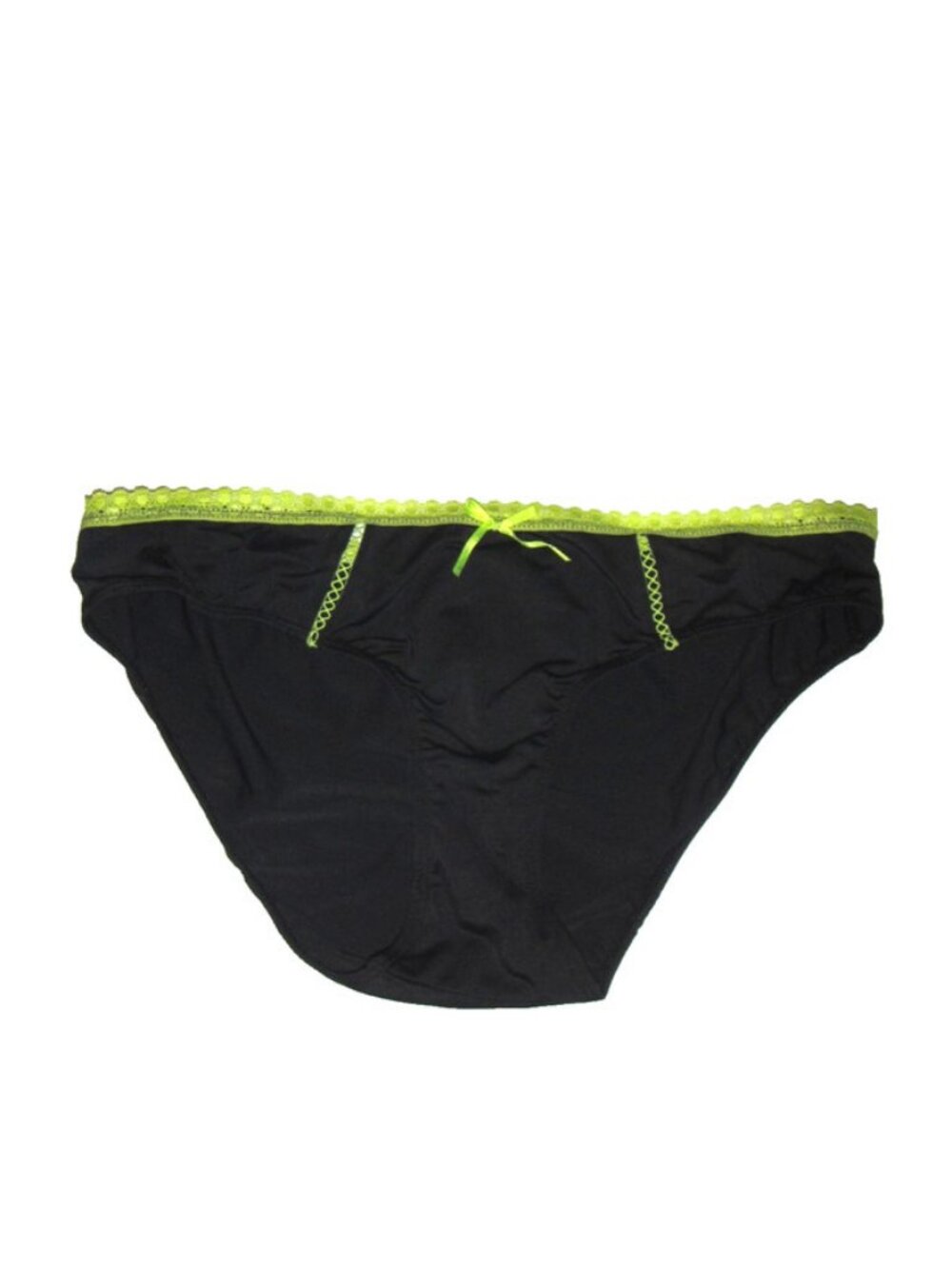 No Boundaries Black Bikini Panties with Neon Lime Green Lace Trim L 7